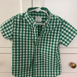 Crewcuts Kids Green and White Plaid Shirt